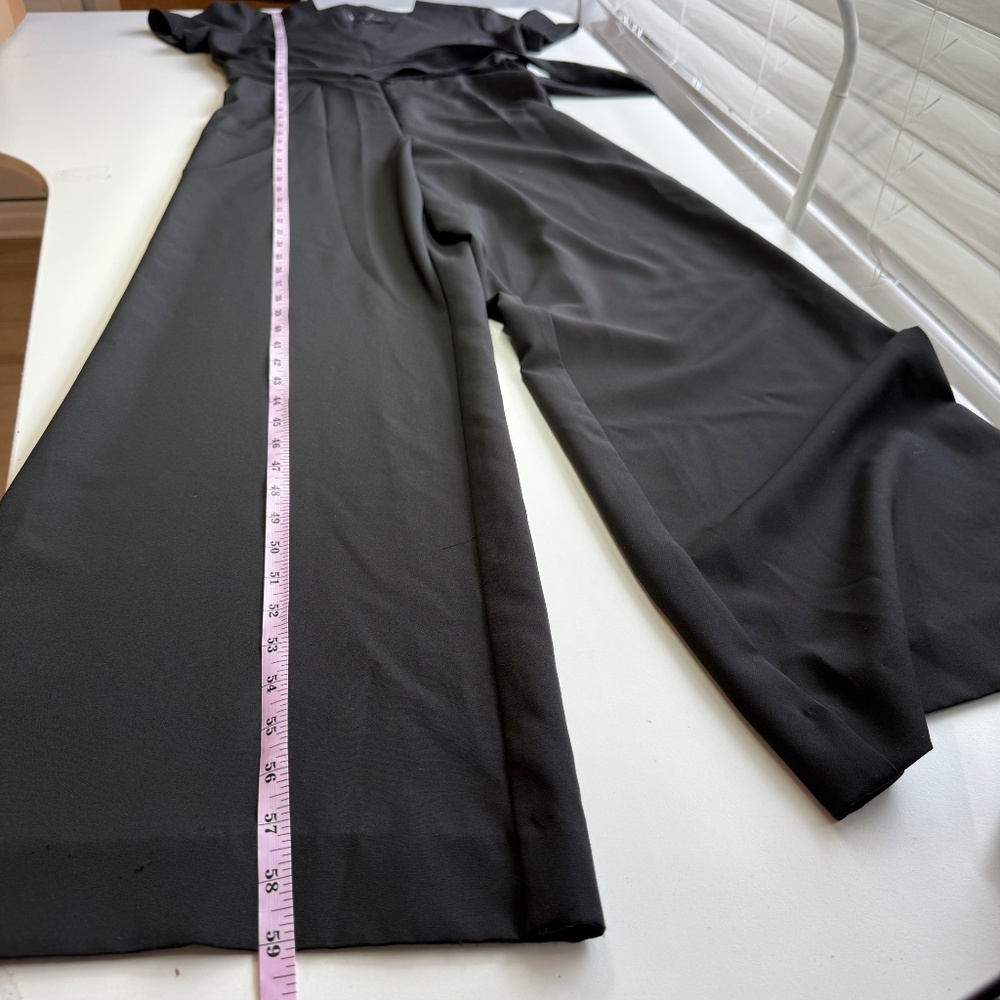 Nicole Miller Womens Collection Black Wrap Front Short Sleeve Jumpsuit 4 - Picture 13 of 14